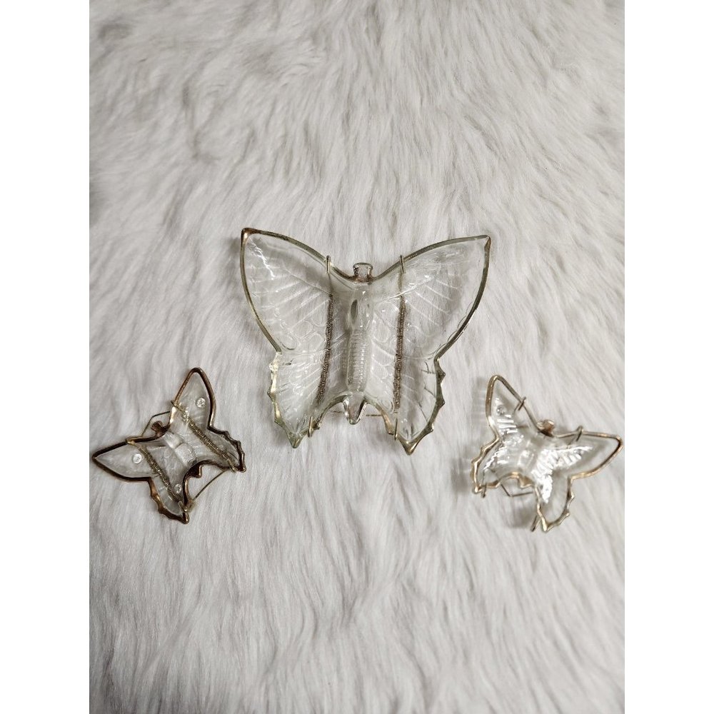 Vintage Jeanette Butterfly Glass Snack Set